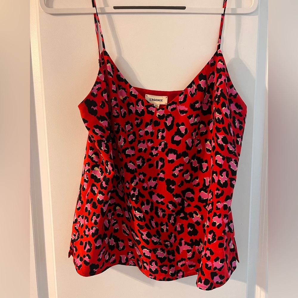 L’Agence Jane silk leopard print tank top
